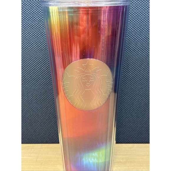Starbucks 24 Oz Cold Cup Tumbler Dome Top Rainbow Pride KALEIDOSCOPE NEW 2021 - Picture 3 of 11